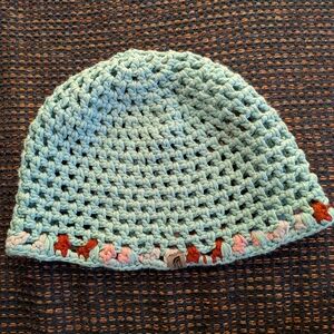 The North Face Light Blue Crochet Beanie